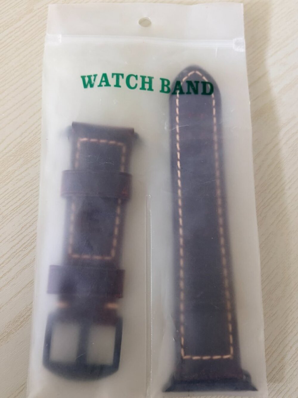 Genuine Leather Apple Watch Band 24 Brown Distressed Strap Black Hardware - Picture 6 of 8